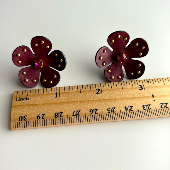 Kate Spade Leather Flower Earrings - Picture 2 of 4